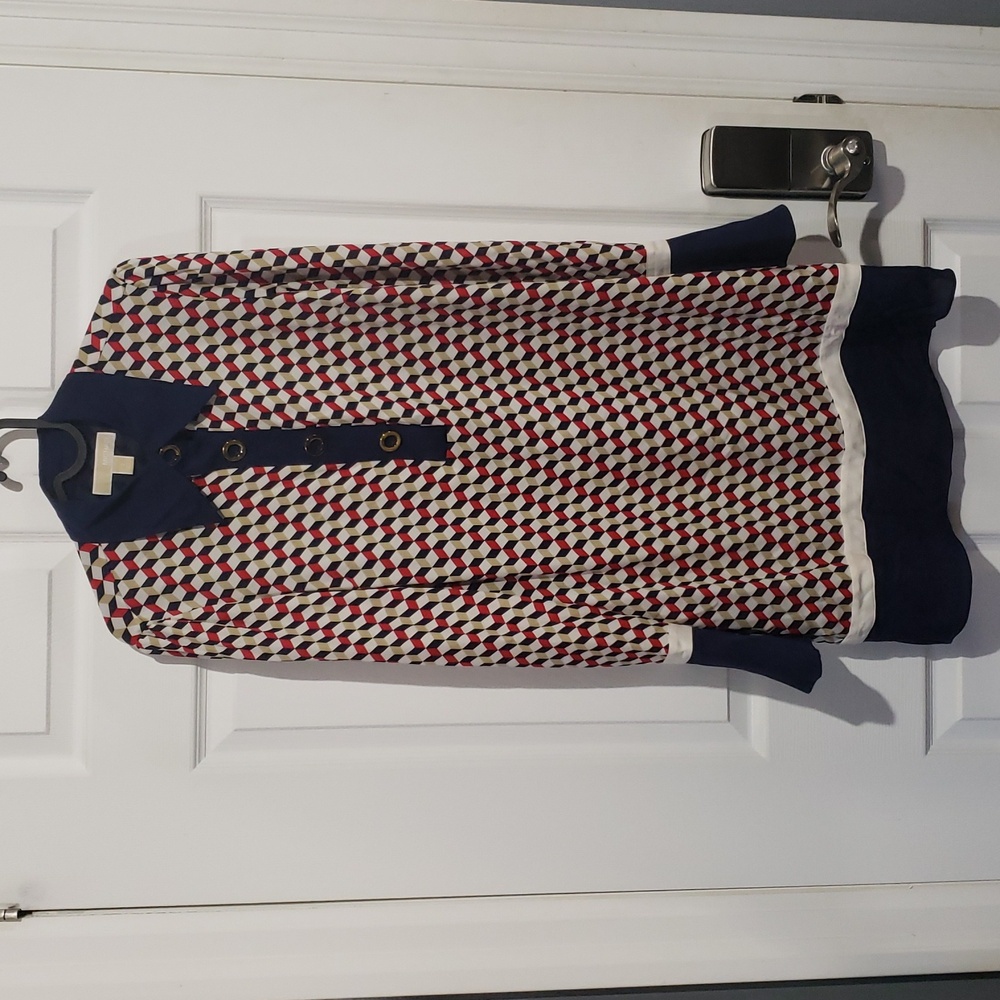 Michael Kors Navy Blue Checkered Dress